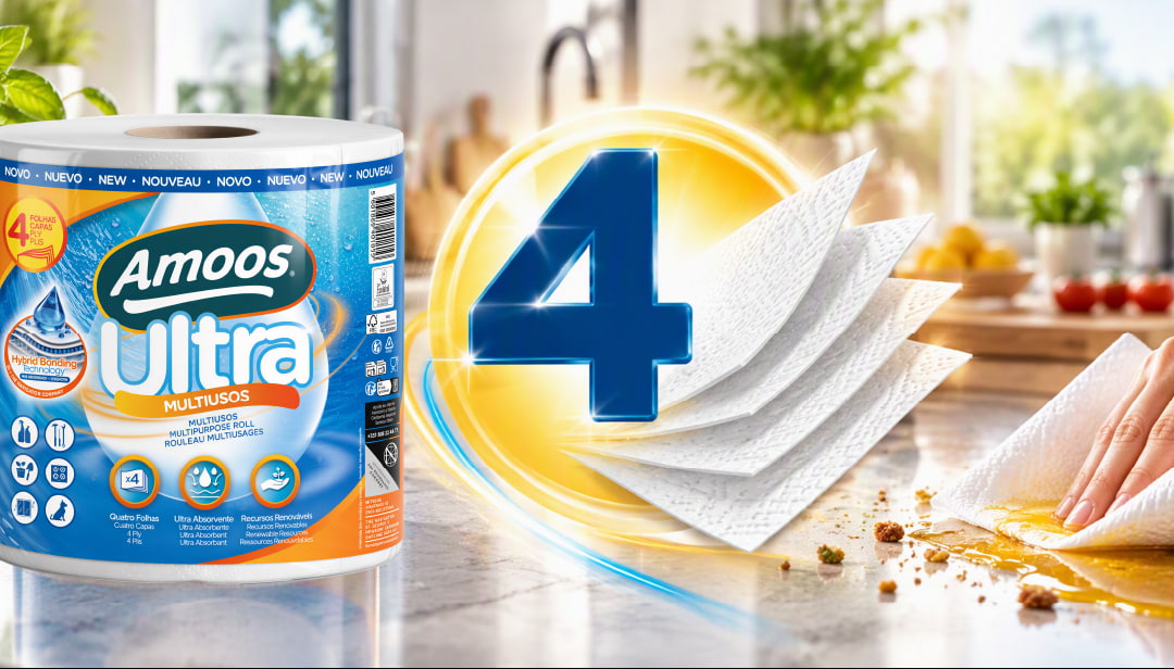 Navigator lança Amoos Ultra: novo rolo multiusos de quatro folhas que alia absorção e resistência