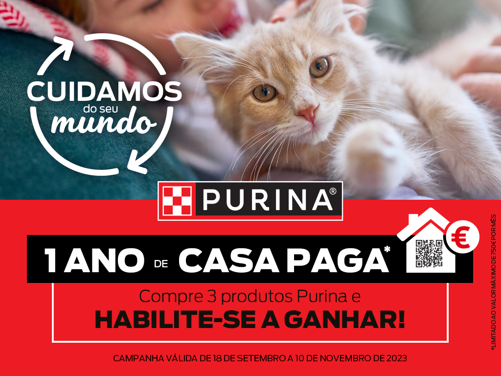 PURINA assinala Dia Mundial do Animal com campanha que oferece um ano de casa paga a 5 famílias